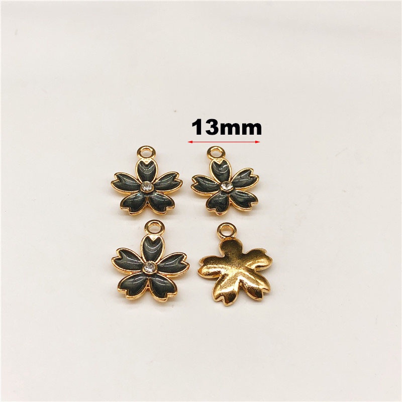Set 4 hạt kim loại tráng men hình hoa làm vòng tay Handmade DIY