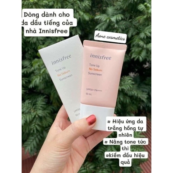 Siêu phẩm] Kem chống nắng Innisfree màu hồng Tone Up No Sebum – Kiềm dầu và nâng tone