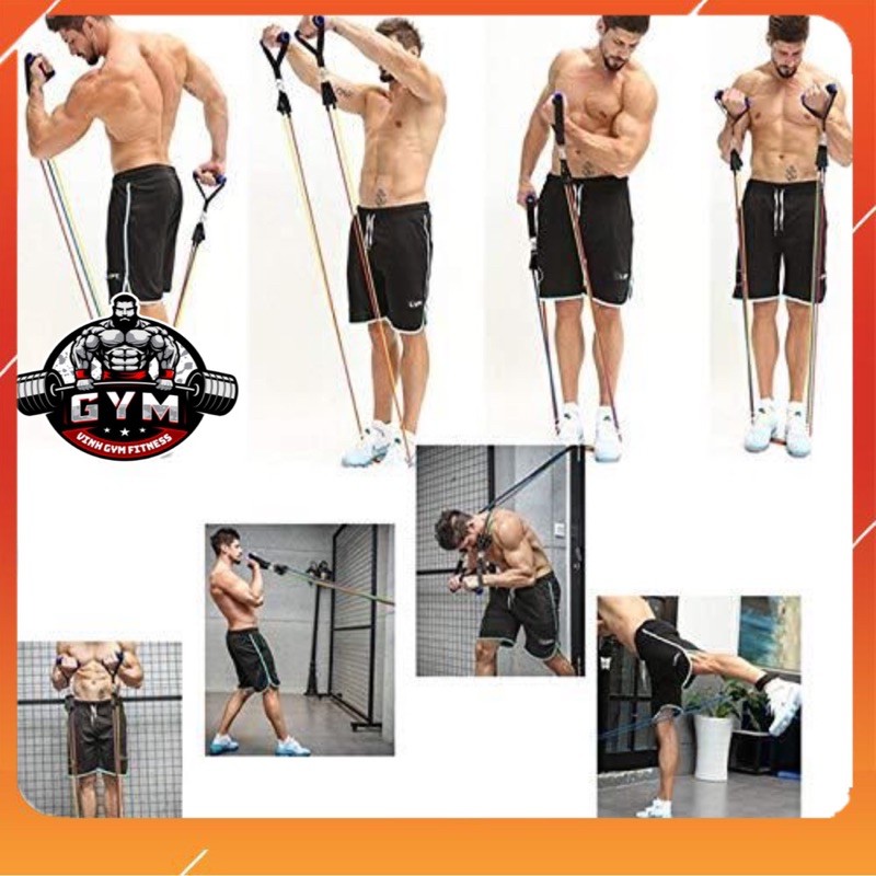 Bộ dây đa năng ngũ sắc tập gym tập tại nhà 5 ngũ Sắc Tập Full Body - Dụng Cụ Tập Gym Đàn Hồi Kháng Lực Tập Gym DNS-1254