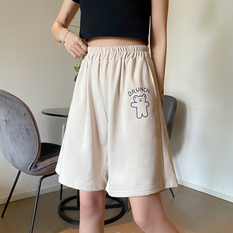 Quần Dài Lưng Cao Ống Rộng Họa Tiết In Hình Gấu Năng Động Thời Trang Dành Cho Nữ | BigBuy360 - bigbuy360.vn