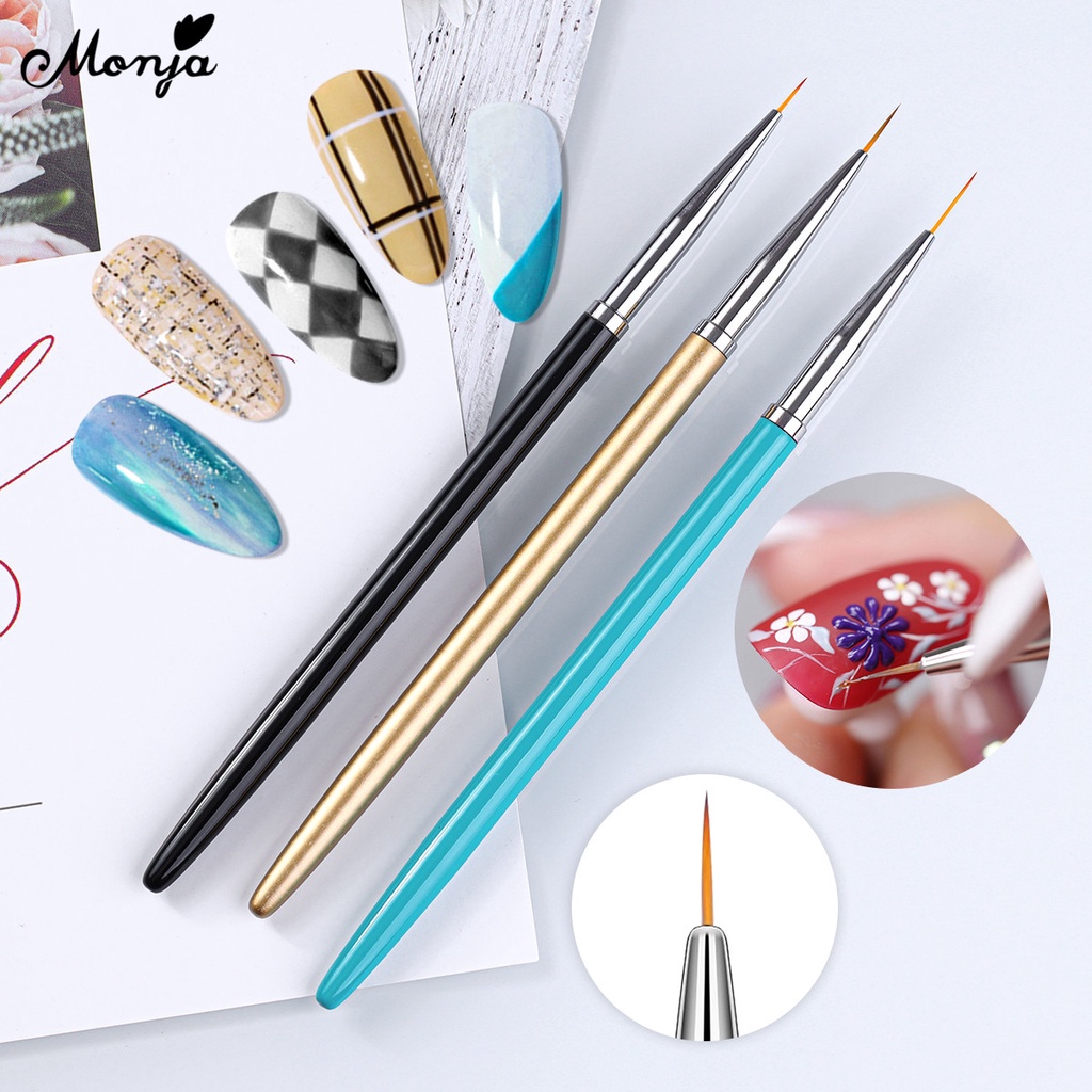 Set 3 cọ vẽ móng nghệ thuật MONJA 6/8/11mm trang trí gel UV