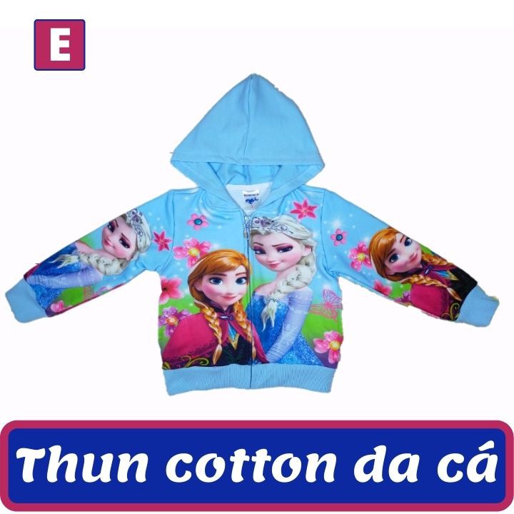 Áo khoác bé gái hình Elsa từ 9-40kg - Áo khoác bé gái -ELSA - Thun cotton da cá in 3D cực chất