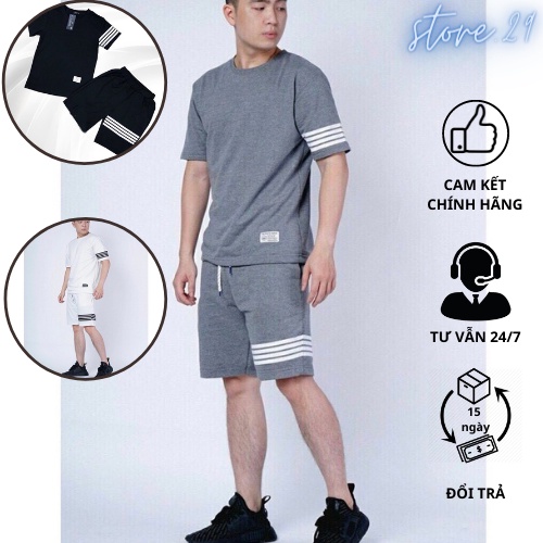 Đồ Bộ Thể Thao Nam - Quần Áo Thể Thao Nam 4 Sọc, Bộ Mặc Nhà, Bộ Phối 4 Sọc Tay Siêu Mềm Mịn Thoáng Mát
