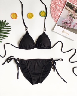 Bikini 2 mảnh basic phối khoen cột dây
