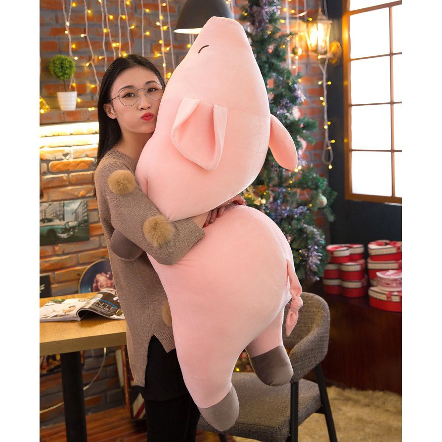 GẤU BÔNG HEO HỒNG NẰM NGỦ, LỢN NGỦ SAY DỄ THƯƠNG SIÊU MỀM MỊN  GỐI ÔM HEO HỒNG NGỦ SAY, LỢN NẰM NGỦ ÊM ÁI