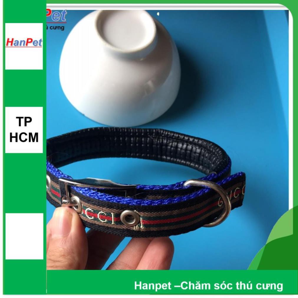 Hanpet.GV- Vòng cổ chó 4- 10kg kiểu DÂY LƯNG NAM, loại có đệm cổ- 339