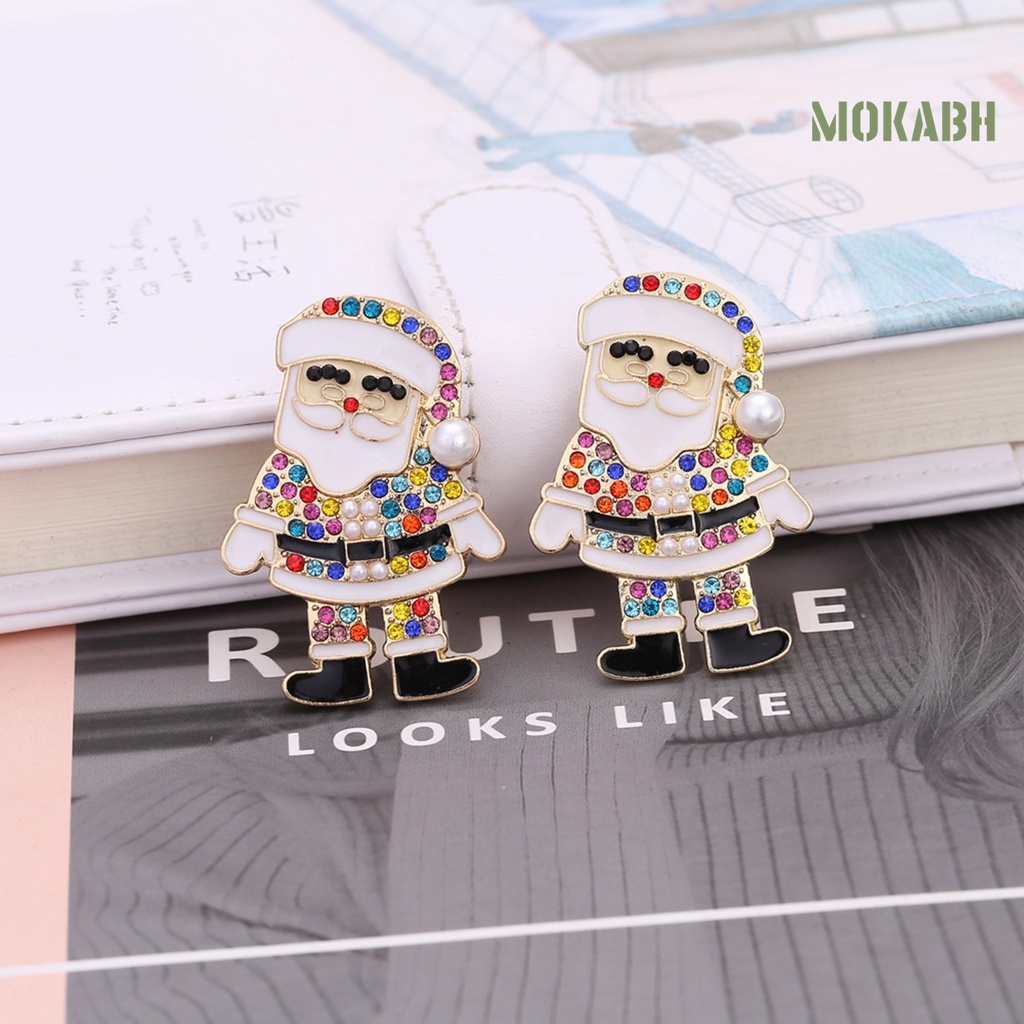 1 Đôi Bông Tai Hình Ông Già Noel Hoạt Hình Đính Đá Lấp Lánh Dành Cho Nữ