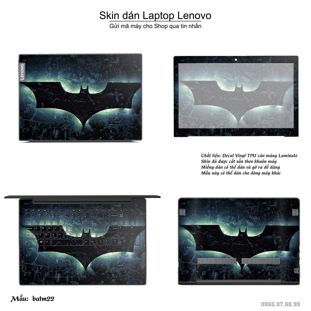 Skin dán Laptop Lenovo in hình Người dơi (inbox mã máy cho Shop)