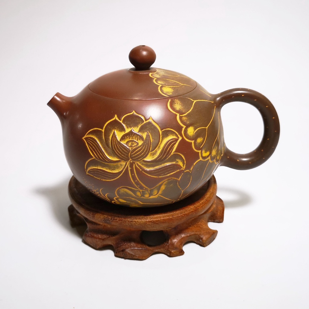 Ấm Tử Nê Khâm Châu Tây Thi Khắc Hoa Sen 230 ml