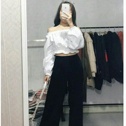 Áo trễ vai croptop bo eo siêu cưng❤