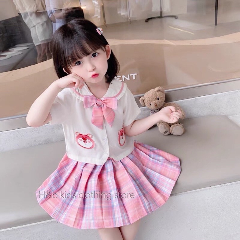Set áo nơ học sinh cv xếp ly