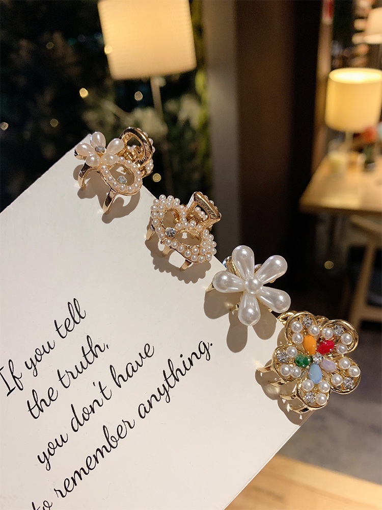Kẹp Tóc Hình Hoa Đính Ngọc Trai Nhân Tạo Phong Cách Hàn Quốc