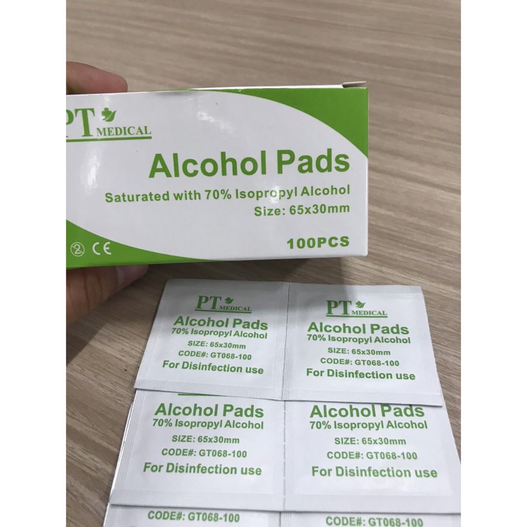 Hộp 100 miếng bông tẩm cồn sát khuẩn
