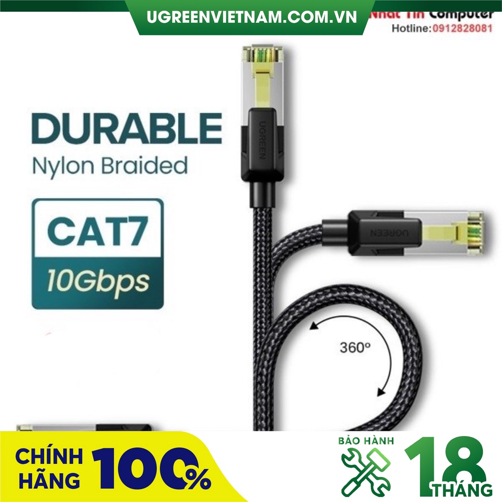 Cáp mạng Cat7 vỏ bọc Nylon băng thông 10Gbps 600MHZ Ugreen cao cấp