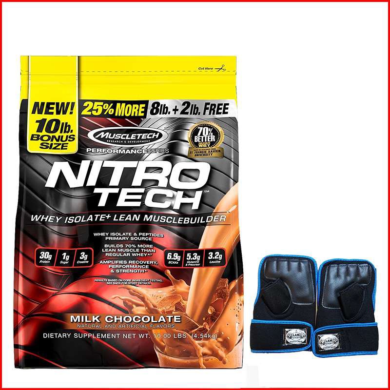 Sữa tăng cơ - nitro tech bịch 10lbs2 mùi socola, vani - kèm quà tặng - ảnh sản phẩm 1