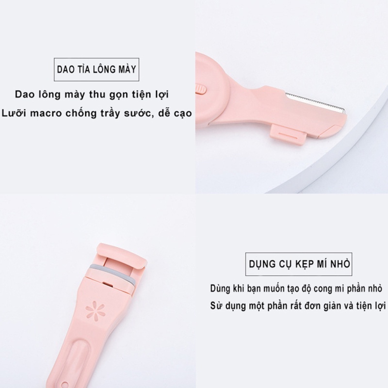 [Hàng mới về] Kẹp bấm mi trên &amp; dưới kèm cạo lông mày mini bỏ túi Manila ruiyan
