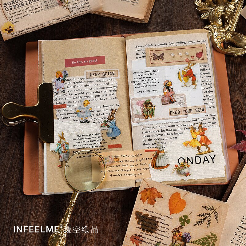 1 Tờ Sticker Dán Trang Trí Sổ Tay Chống Thấm Nước Phong Cách Cổ Điển