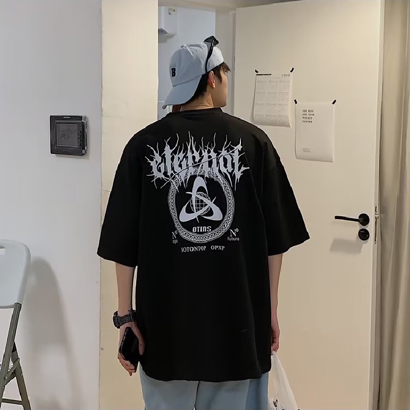 Áo Thun Dáng Rộng In Họa Tiết Phong Cách Nhật Bản Thời Trang Mùa Hè Cho Nam Và Nữ Size M-8XL