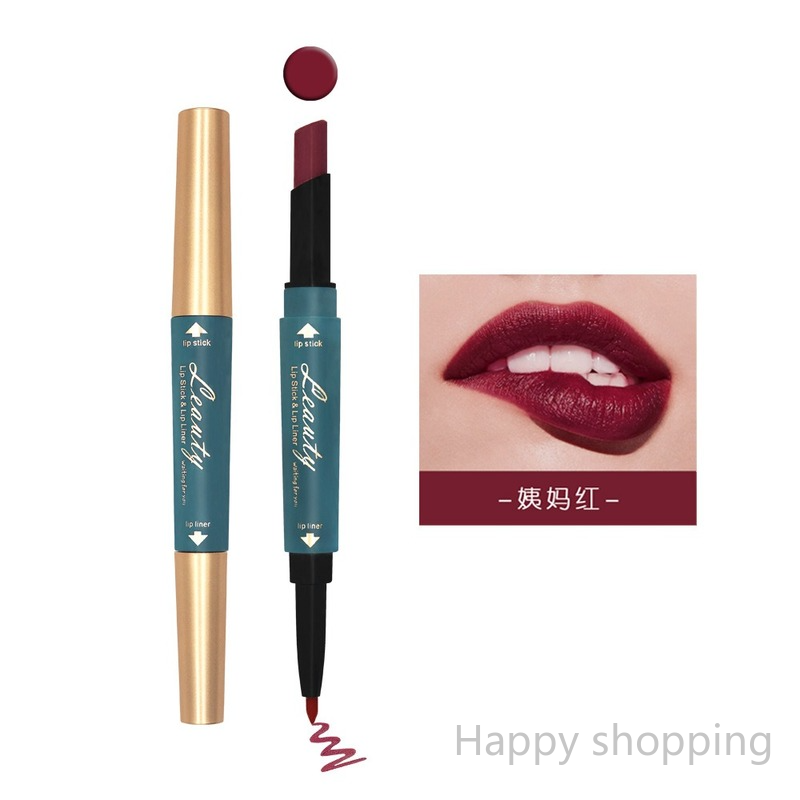 (Hàng Mới Về) Son Môi Kiêm Bút Kẻ Viền Môi Hai Đầu Lâu Trôi Không Thấm Nước | BigBuy360 - bigbuy360.vn