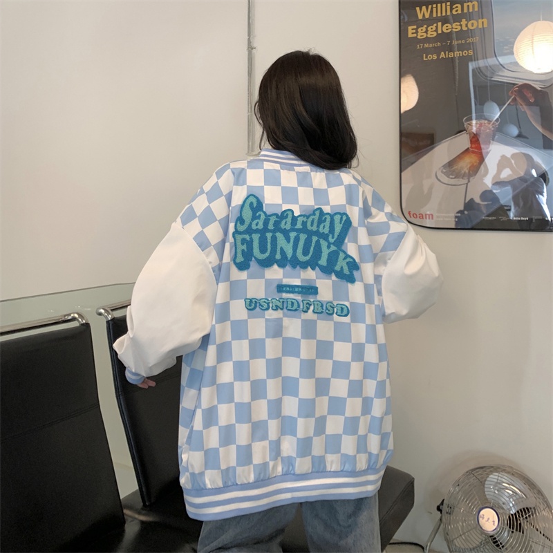 ZHELIHANGFEI Áo Khoác Cardigan Dài Tay Họa Tiết Ca Rô Thời Trang Dành Cho Nữ