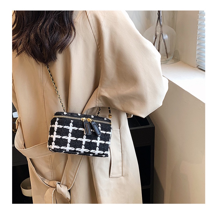Túi Đeo JASMIN NOIR Chéo Bằng Len Phối Dây Xích Thời Trang Dành Cho Nữ
