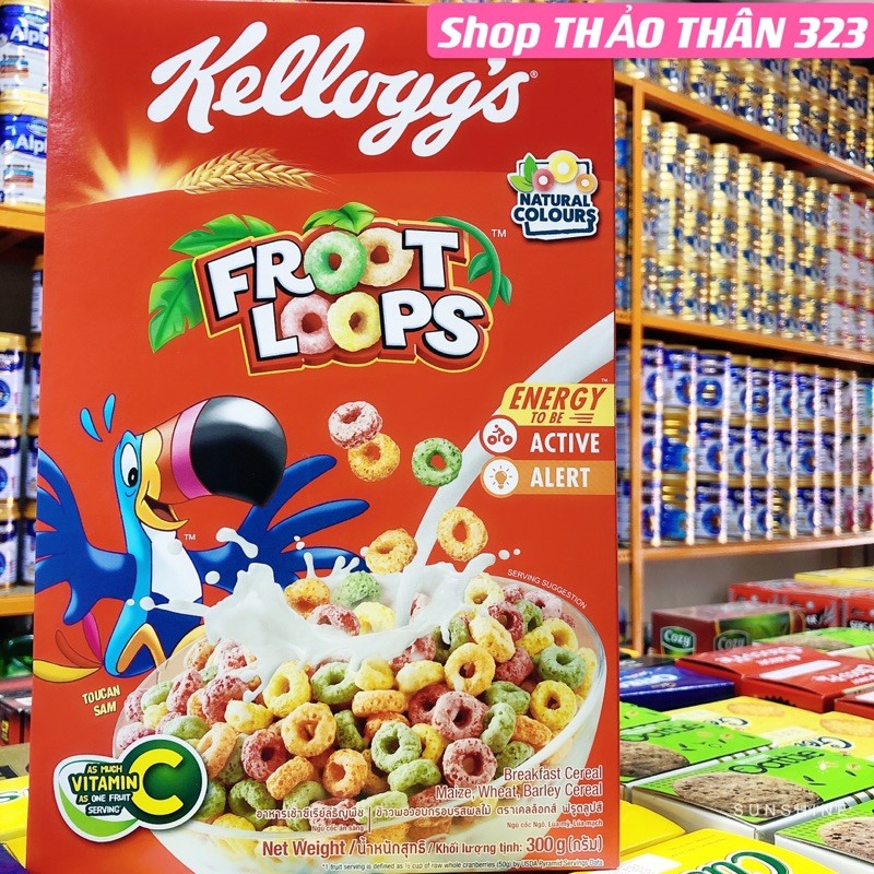 Date T02/2023-BÁNH ĂN SÁNG-Ngũ Cốc Dinh Dưỡng Kellogg’s FROOT LOOPS Trái Cây