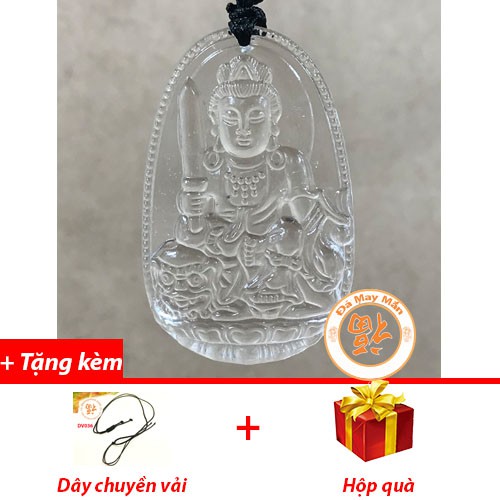 Mặt Dây Chuyền Văn Thù Bồ Tát Lưu Ly Trắng