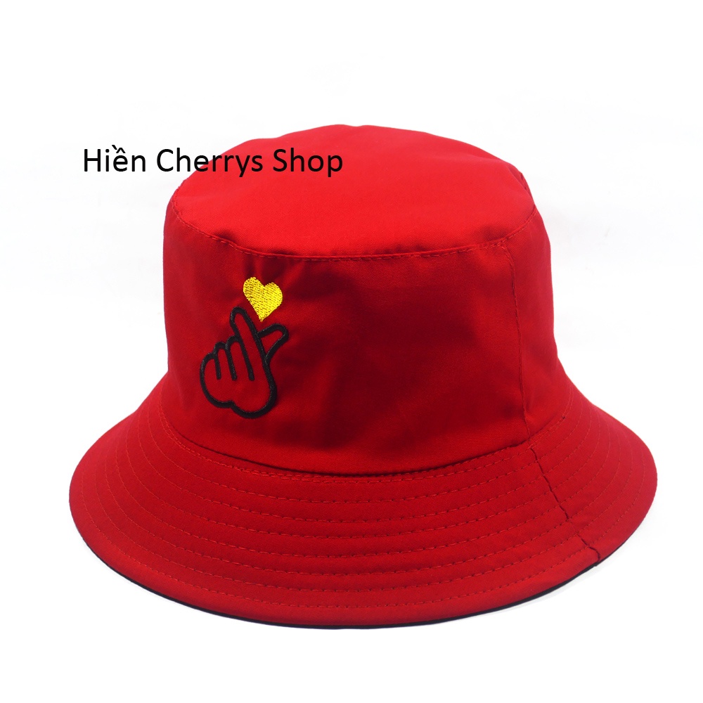 Nón bucket 2 mặt thêu hình bắn tim sành điệu thích hợp cho mọi người