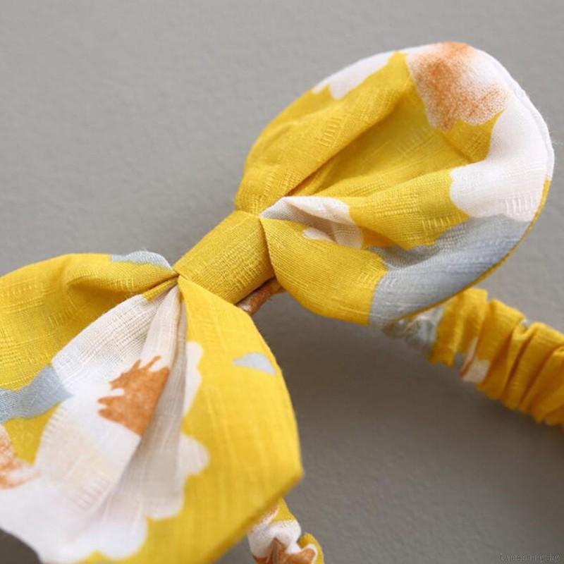 ☀ sunny ღ Set áo hoa không tay + quần short + Băng đô nơ đáng yêu cho bé gái