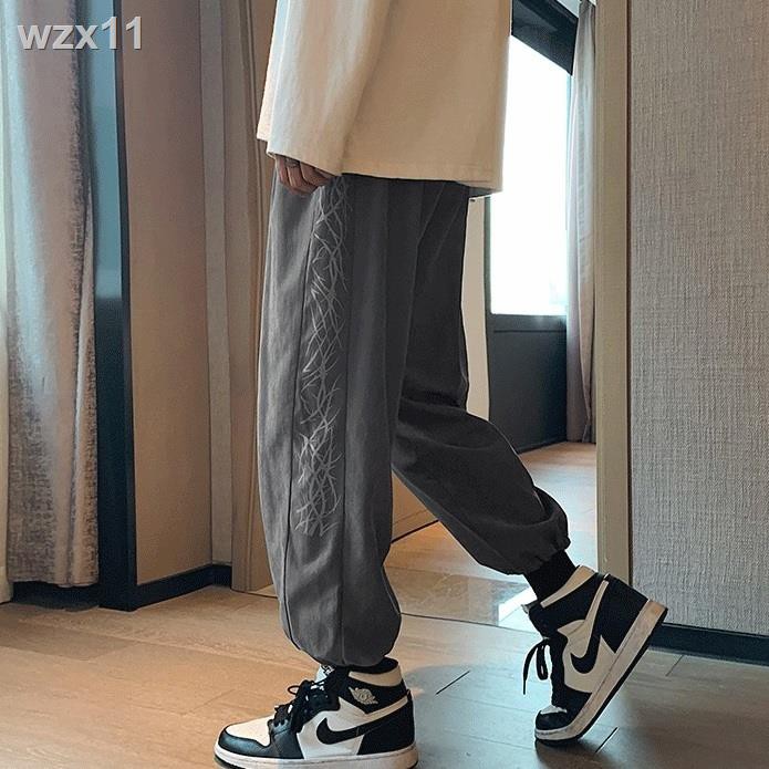 ins Hong Kong style sinh viên quần dây rút nam phong cách Hàn Quốc âu sọc hoang dã thẳng rộng rãi