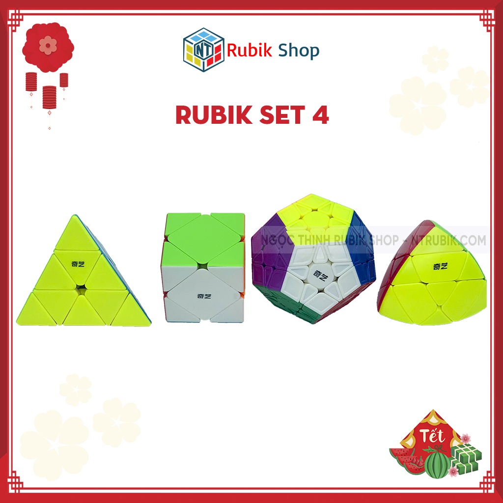 [Giảm giá] Set 4 /Combo 4 Rubik biến thể (Qiming -Pyraminx,Qicheng -Skewb,Qiheng S-Megaminx,Mastermorphix)