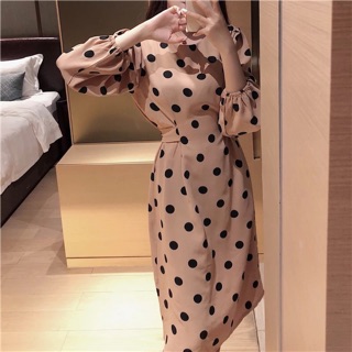 Váy chấm bi có dây thắt sao cho vừa eo chị em là ok ạ ❤️❤️❤️❤️