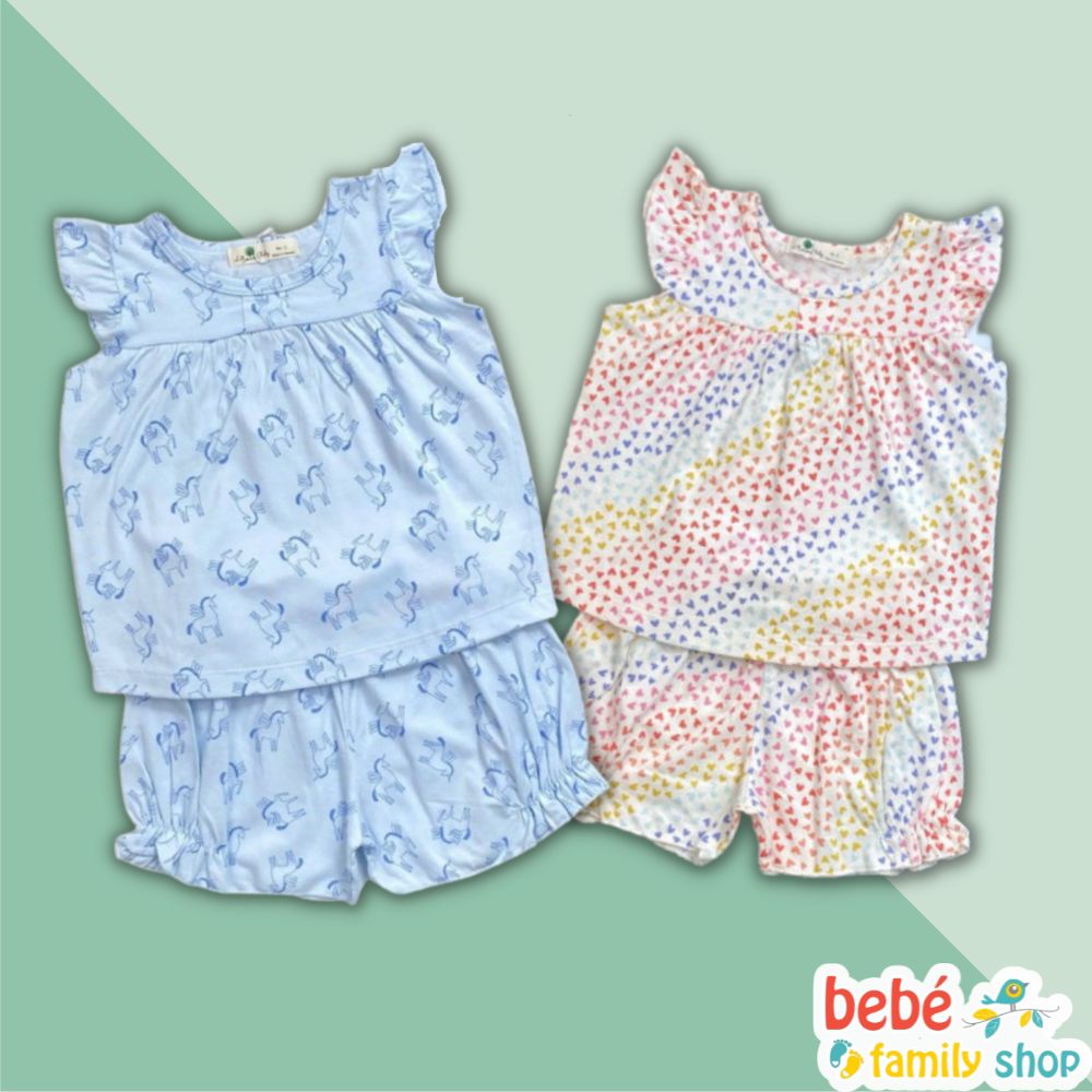 Bộ quần áo cho bé gái mùa hè cộc tay 1 đến 10 tuổi, đồ mặc nhà cho bé gái thun cotton - SLGA