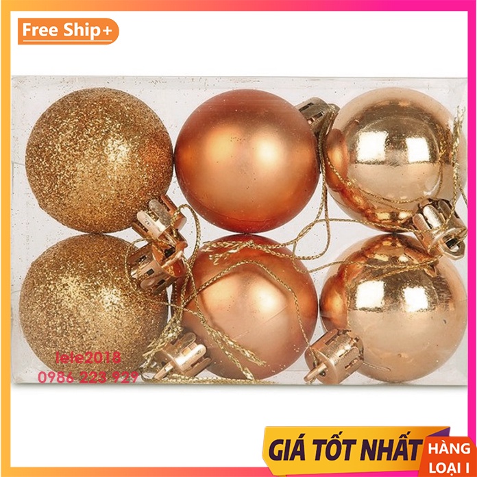 Set 6 quả châu 6cm loại đẹp trang trí Noel