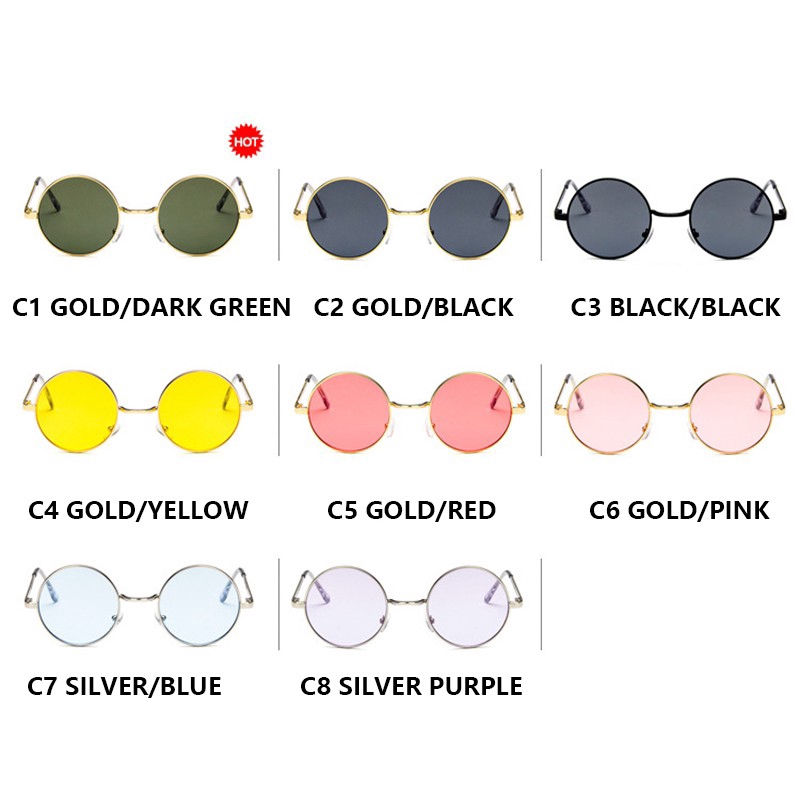 Kính mát chống UV400 khung tròn thời trang hiphop cá tính