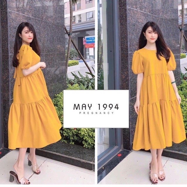 Váy bầu thiết kế nơ sau sang chảnh v68