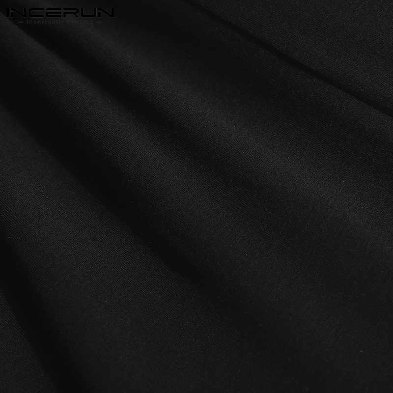 Áo thun kiểu INCERUN tay cánh dơi phối tua rua màu đen thời trang cá tính dành cho nam