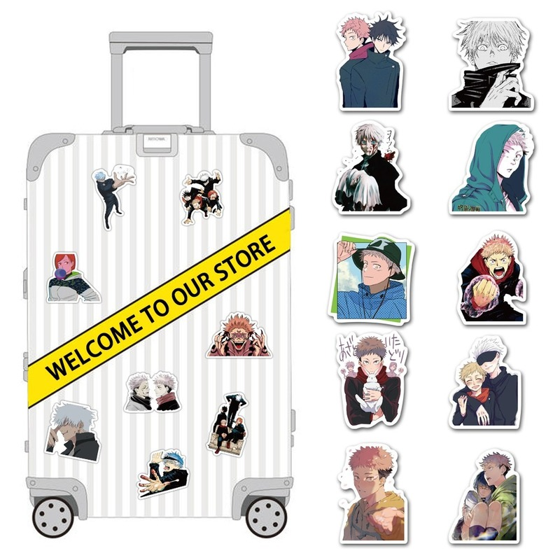 Bộ 50 hình dán hình anime Jujutsu Kaisen bằng PVC trang trí thấm nước