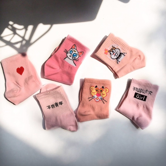Tất vớ cổ cao nữ vớ cổ cao nam ulzzang  len lông thỏ Vintage cao cổ sọc Vintage tất nam cổ ngắn  CỔ CHIPI XƯƠNG RỒNG