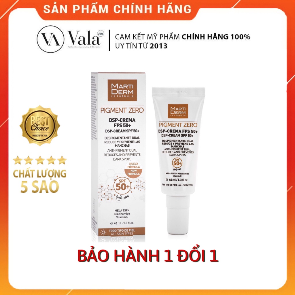 Kem Chống Nắng Làm Sáng Da MartiDerm Pigment Zero DSP SPF50+ Cream 40ml