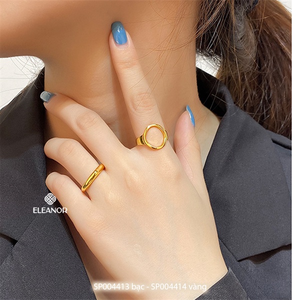 Nhẫn nữ hở bạc 925 Eleanor Accessories mặt tròn viền trơn phụ kiện trang sức basic