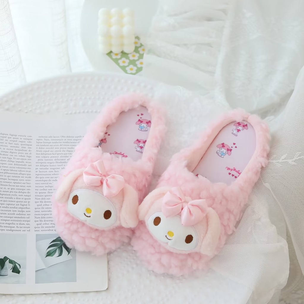 Sanrio Dép Bông Đi Trong Nhà Chống Trượt Hình Cinnamoroll Kuromi Pochacco KT Melody Purin
