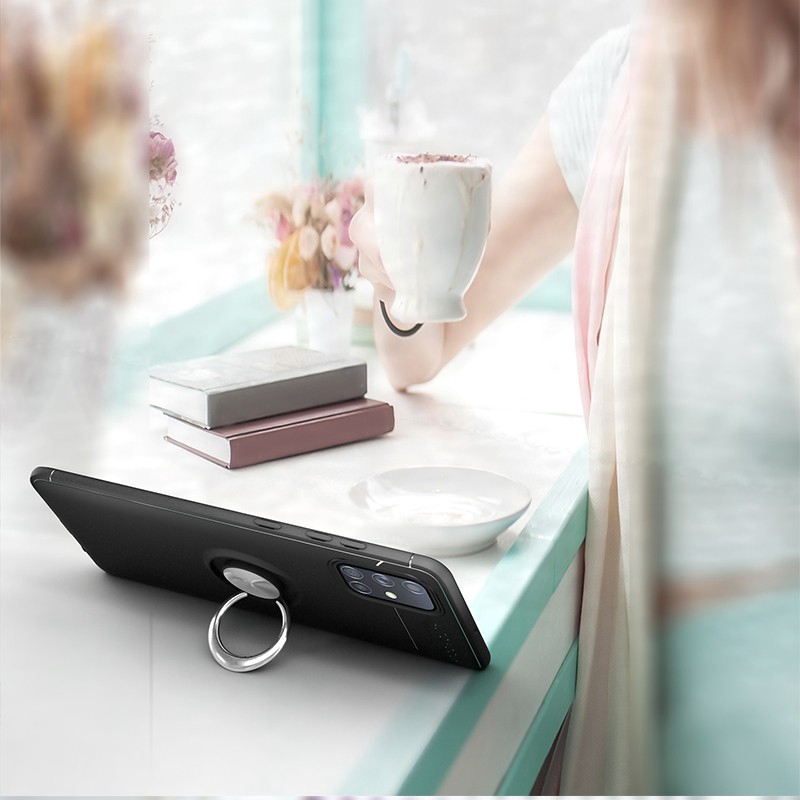 Ốp điện thoại silicon dẻo có nhẫn đỡ từ tính cho Samsung Galaxy A51 A71