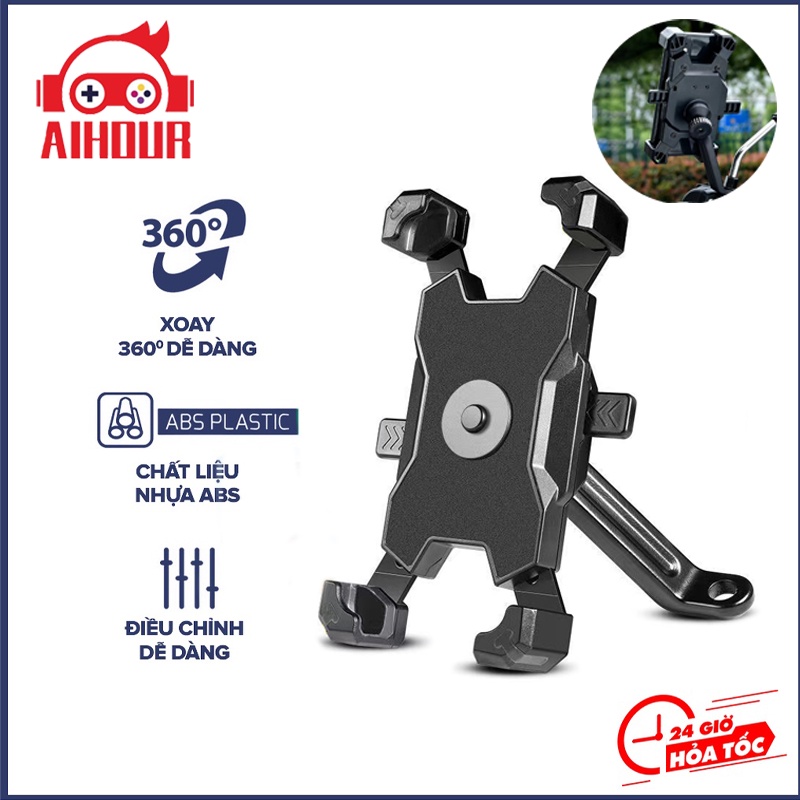 gắn điện thoại xe máy/ giá đỡ điện thoại xe máy Kẹp-Điện Thoại Gắn Xe Máy C2 Chống Cướp Cực Chắc Chắn Có thể xoay 360 ° để điều chỉnh