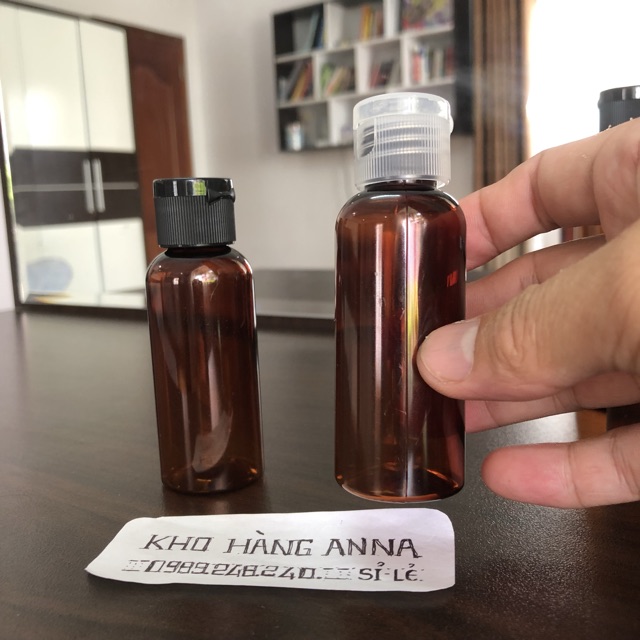 [ Chai Lọ Hủ Nâu 50ml ] 50 Chai pet nhựa Nâu 50ml - 50 Chai nâu nhỏ chiết mỹ phẩm nắp bật/ xịt sương/ xịt giọt/ nắp nhôm
