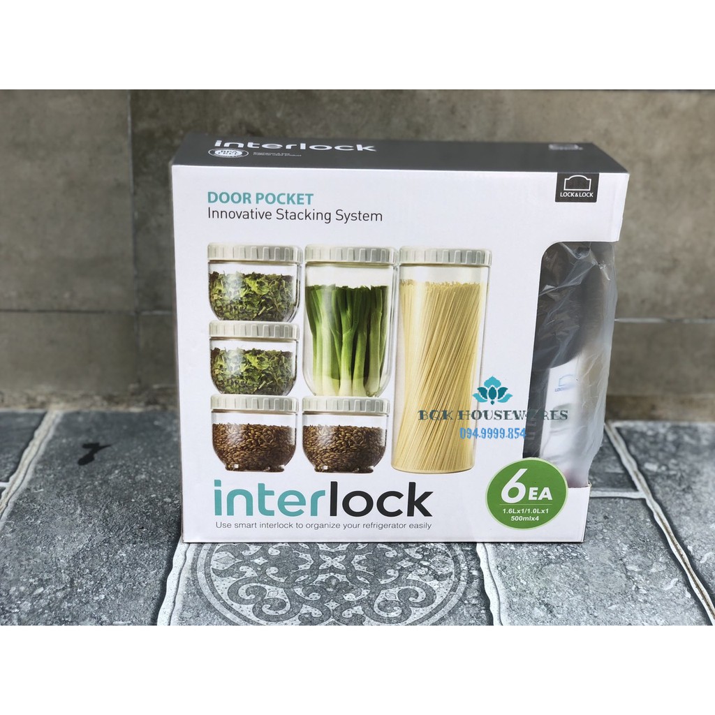 [ LOCK&amp;LOCK ] Set hộp nhựa Interlock 6 món của Lock&amp;Lock INL303S010