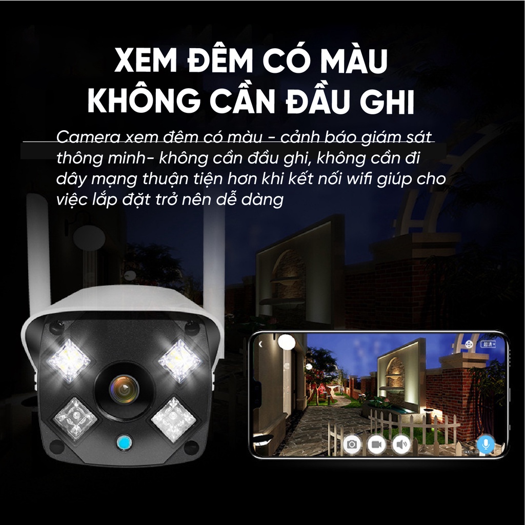 Camera wifi ngoài trời Carecam CV922A 2.0MP Full HD 1080P, xem 4 khung hình và xem đêm có màu.