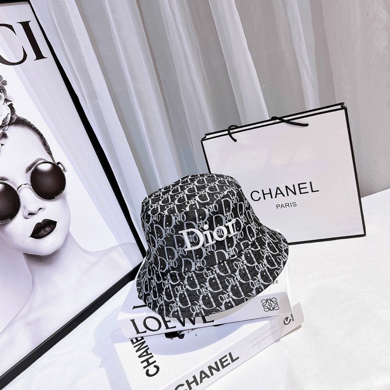 Mũ bucket vải Jeans in thêu 2 mặt chữ đioo cực đẹp - Mũ vành đẹp