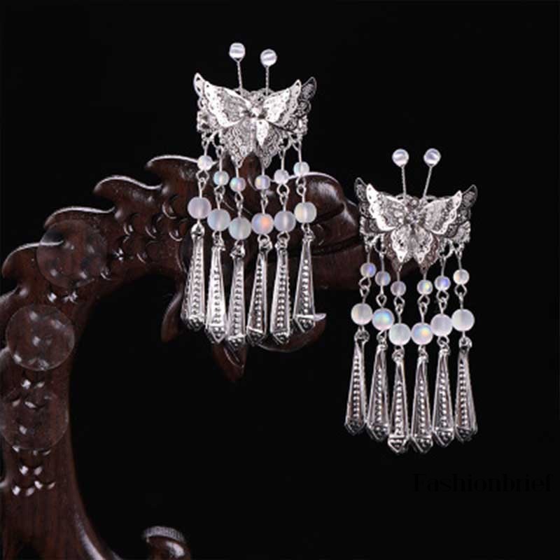 Cặp kẹp tóc tua rua kiểu dáng đơn giản thanh lịch dành cho nữ