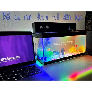 Full combo bể cá cảnh mini 40cm lọc thác tràn kèm đèn led